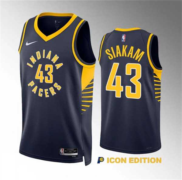 Mens Indiana Pacers #43 Pascal Siakam Navy Icon Edition Stitched Basketball Jersey Dzhi